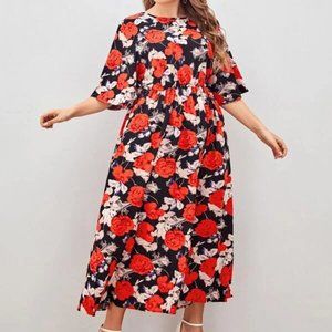 Shein Plus Allover Floral Print A-line Dress 4X